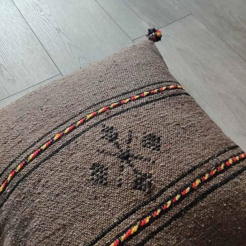 Coussin Berbère Marron en Coton