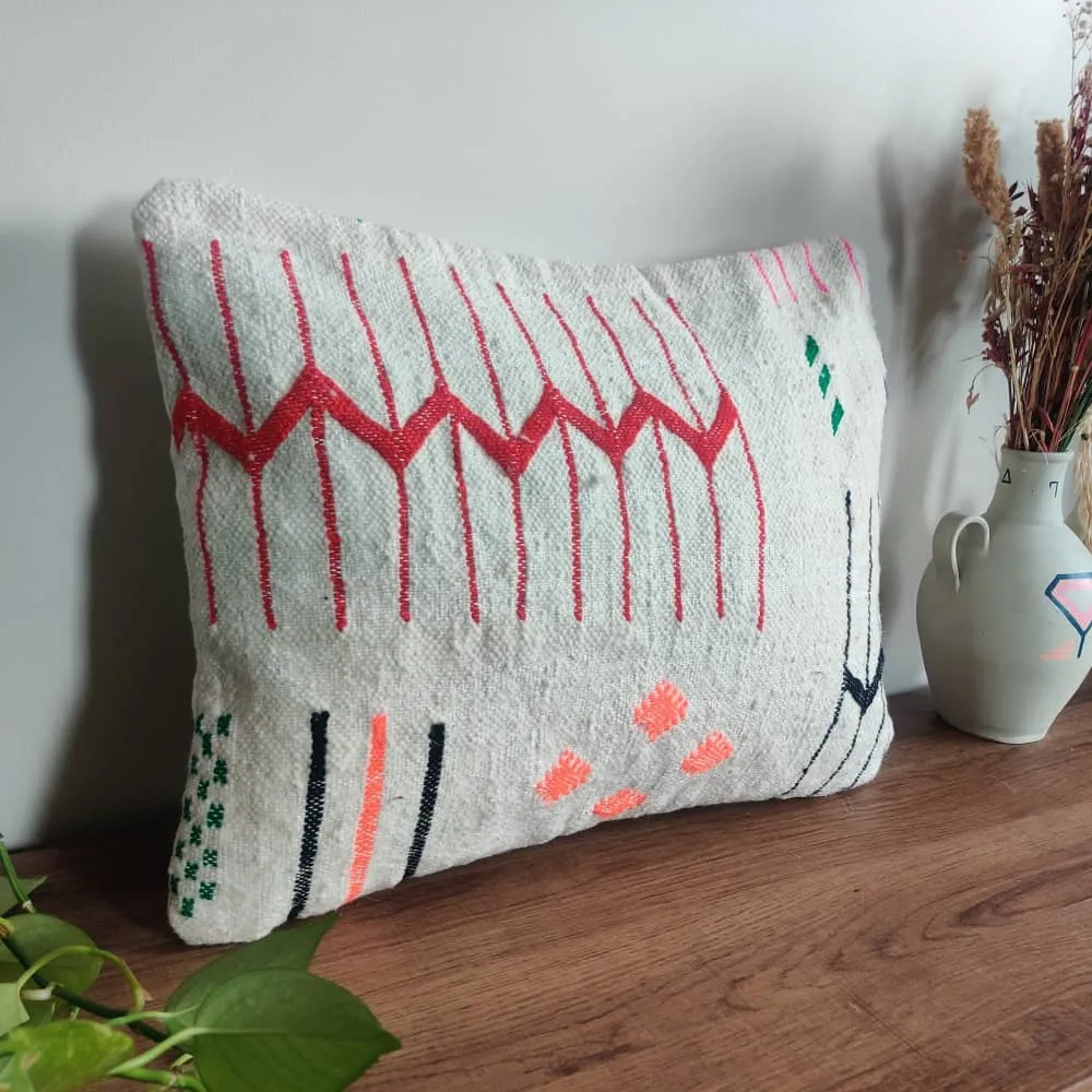 Coussin bohème marocain blanc