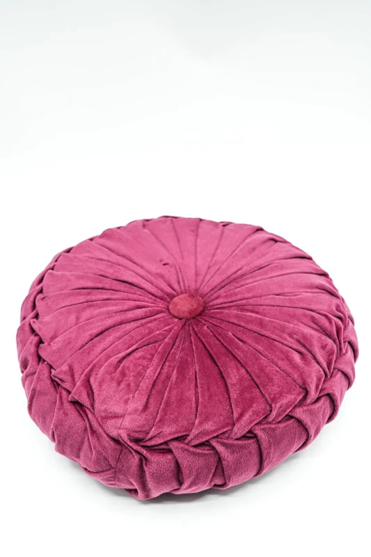 Coussin Cachet Hit rond velours rouge 38x38 cm