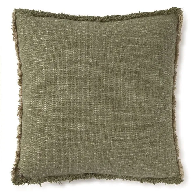 Coussin Carré Tissé Main Kaki