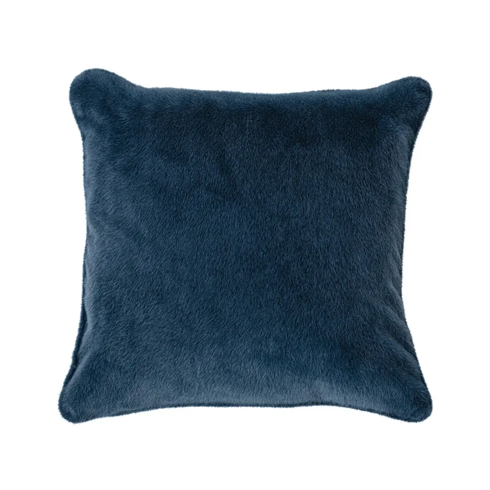Coussin en fausse fourrure bleu Polux