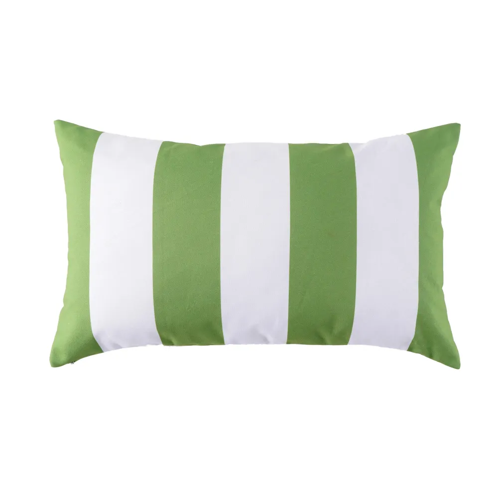 Coussin 12 x 20 po - Intérieur/extérieur - Rayures - Vert