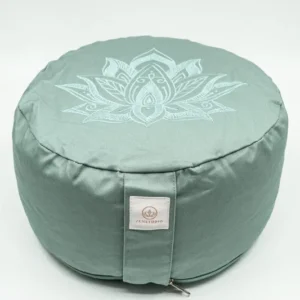 Coussin de méditation rond fleur de lotus sauge 30x30x15cm