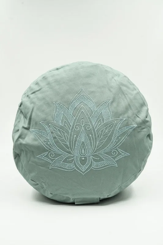 Coussin de méditation rond fleur de lotus sauge 30x30x15cm