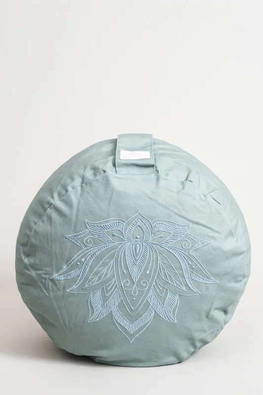Coussin de méditation rond fleur de lotus sauge 30x30x15cm