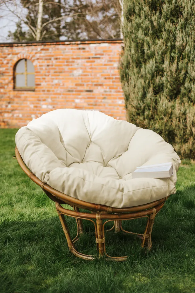 Coussin rond pour fauteuil Papasan, matelassé