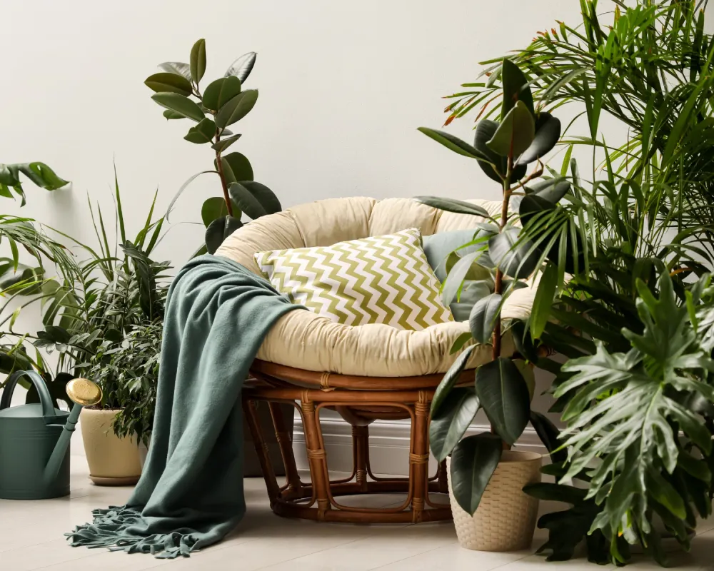 Coussin rond pour fauteuil Papasan, matelassé