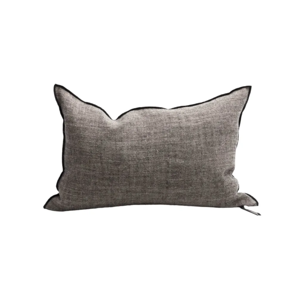 COUSSIN TOILE RUSTIQUE CHINEE NATUREL/NOIR 40x60 CM - MAISON DE VACANCES