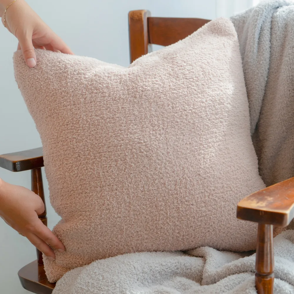 Coussin tricot deluxe - Rose blush