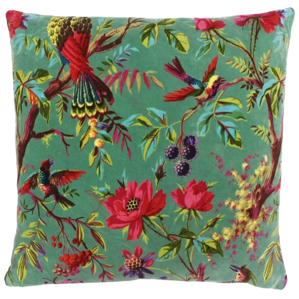 Coussin en velours Birdy - Jade