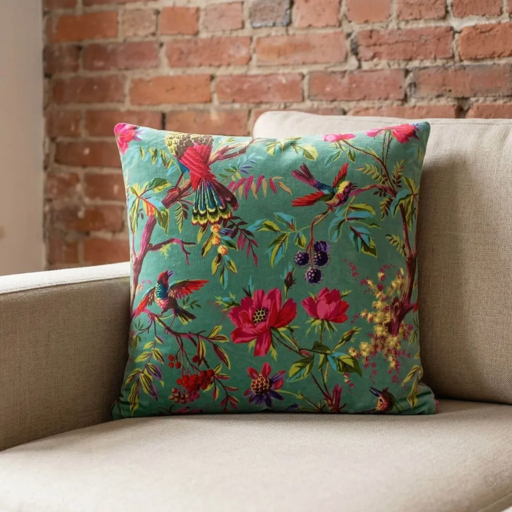 Coussin en velours Birdy - Jade