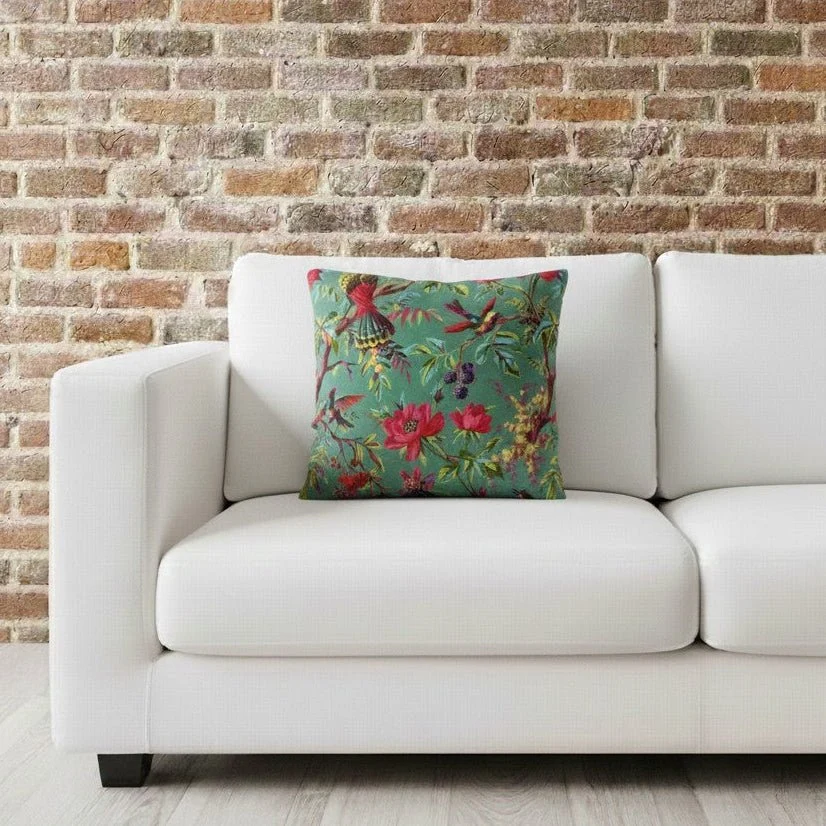 Coussin en velours Birdy - Jade