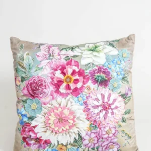 Coussin en velours à motif floral brodé, 45 x 45 cm