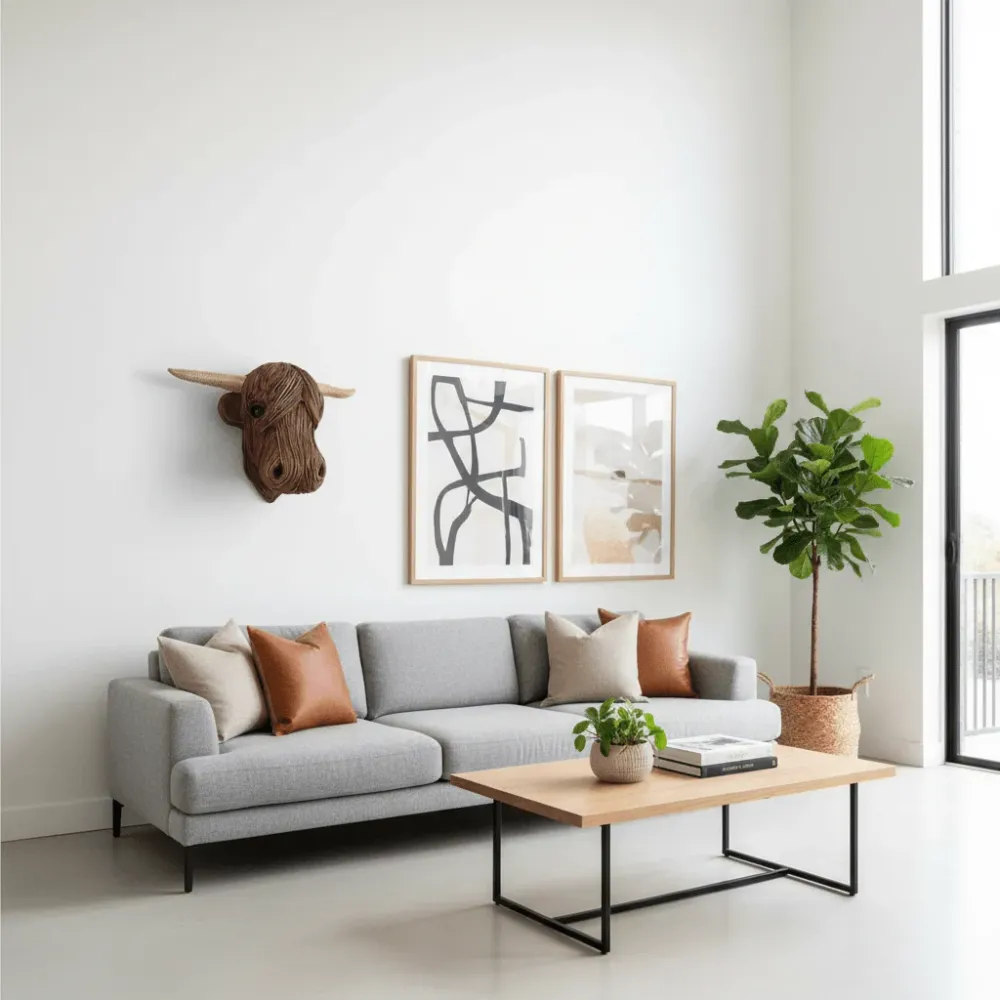 Highland Art – Décoration murale tête de vache rustique pour une maison unique Cozey Maison