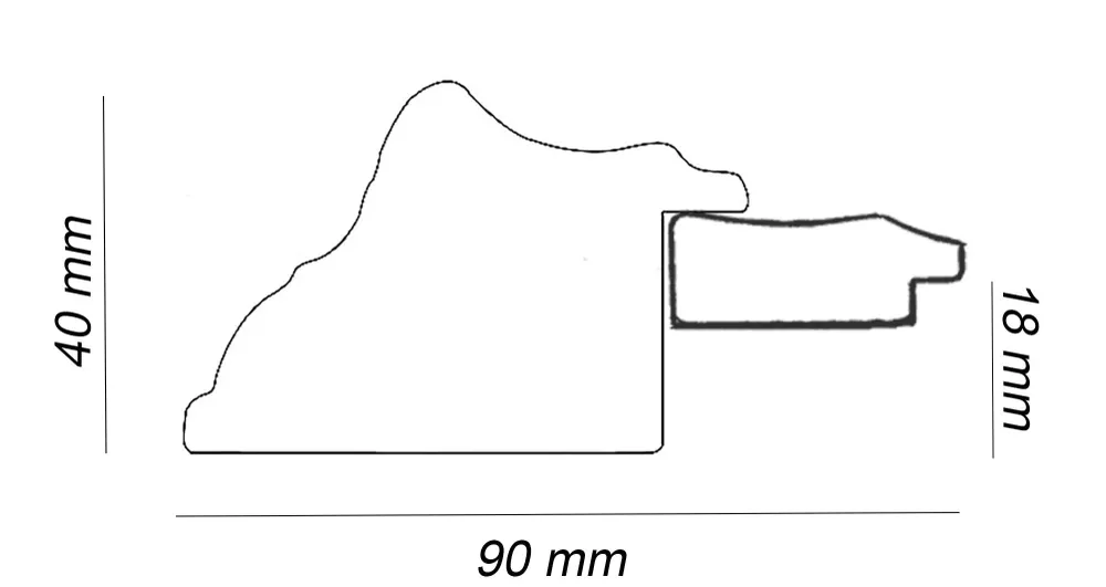CP3.410.010 cadre en bois avec passe-partout 3,5 fil d'or