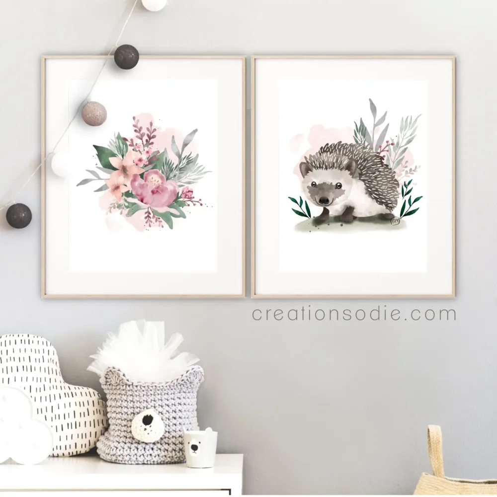 Affiches chambre enfant - Mignon hérisson Créations Odie
