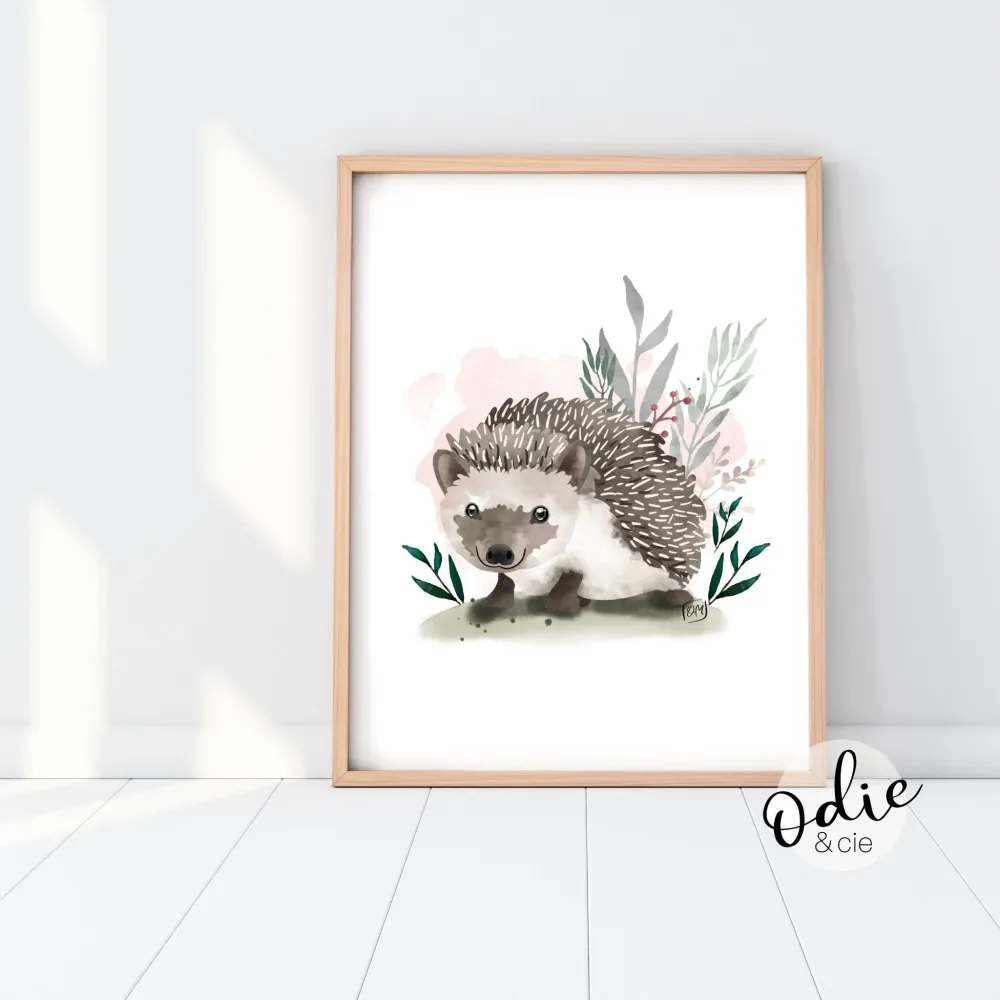 Affiches chambre enfant - Mignon hérisson Créations Odie