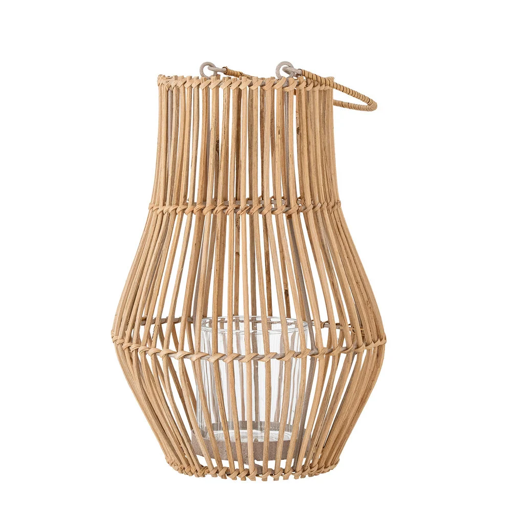 Creative Collection Rae Lanterne avec/Verre, Naturel, Rotin
