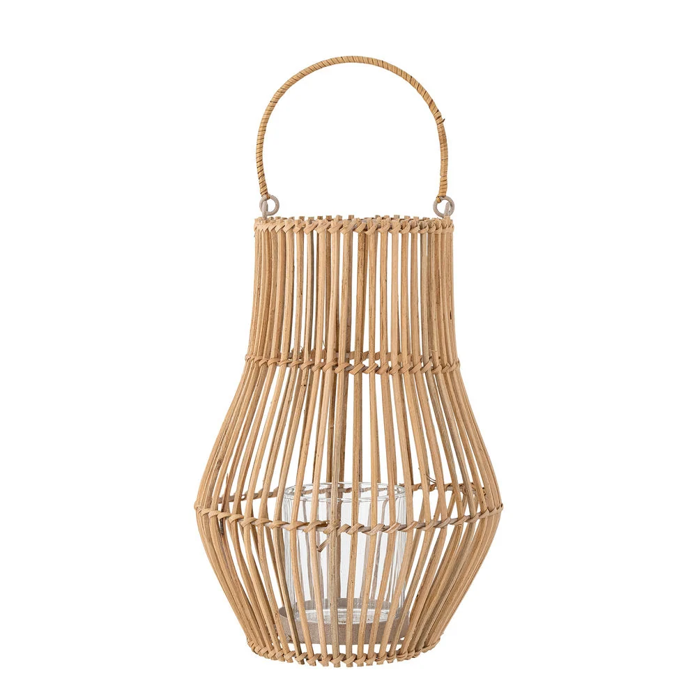 Creative Collection Rae Lanterne avec/Verre, Naturel, Rotin