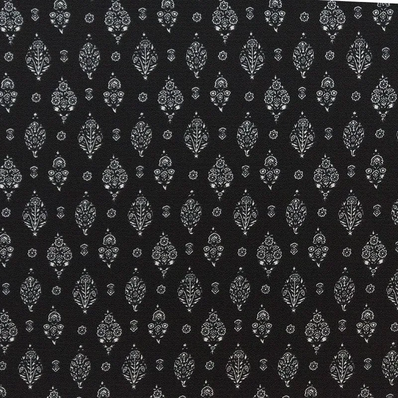 Crepe Marrocain Géométrique Noir