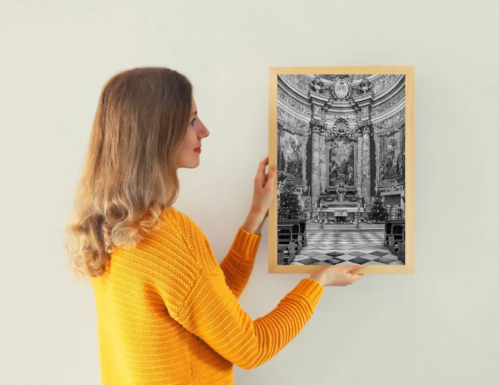 Croatie Dubrovnik Église Saint Ignace Intérieur baroque Photographie d'art mural noir et blanc de jour | Édition limitée à...