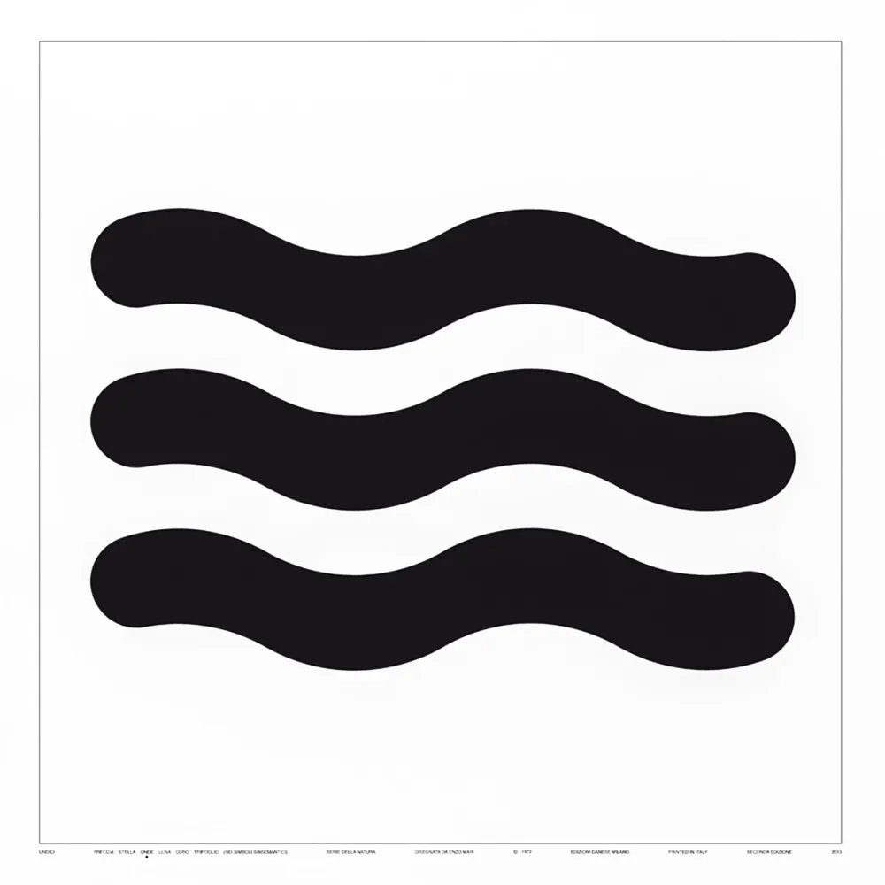 Impression sérigraphique UNDICI, ONDE par Enzo Mari - 70x70cm Danese Milano