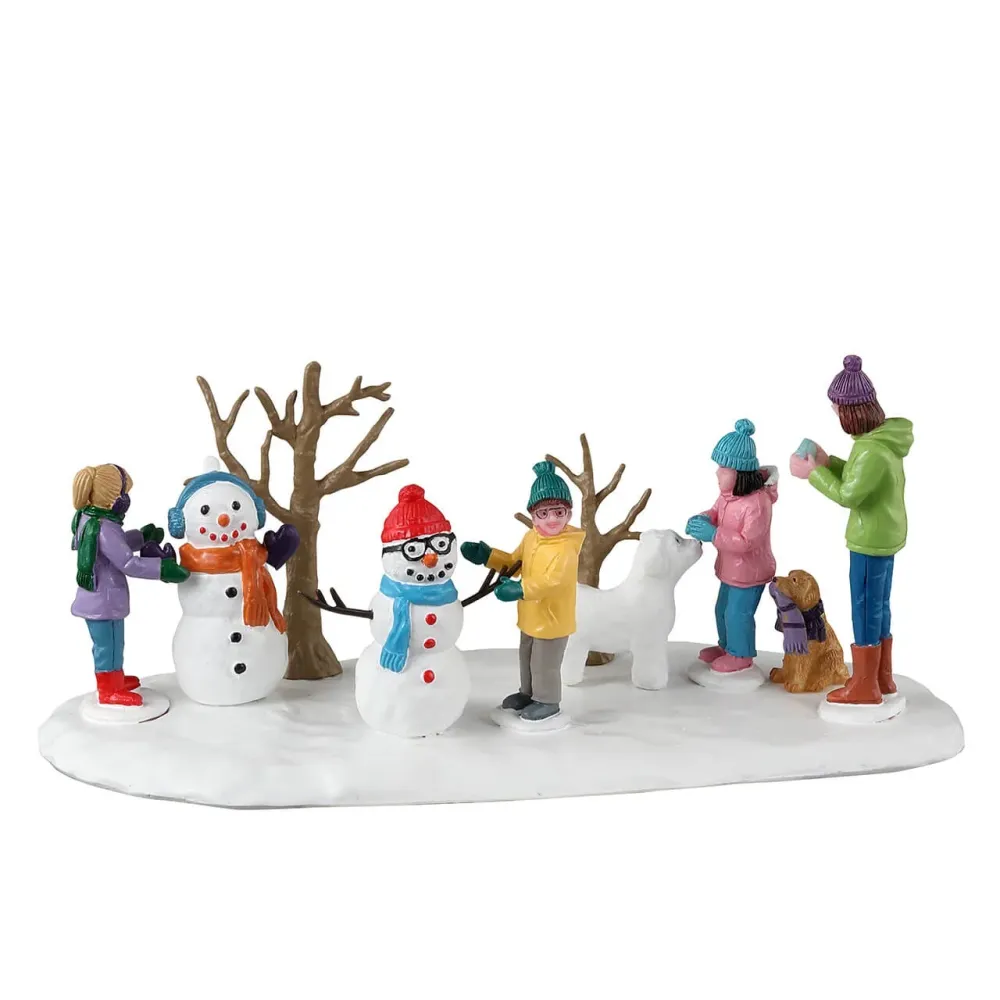 Décoration "Amis des Neiges" pour village de Noël et crèche, en résine, h 8 cm