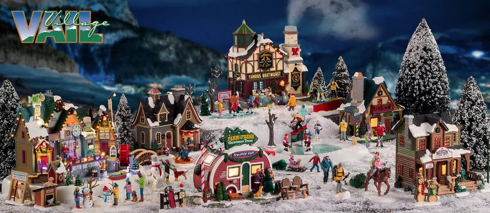 Décoration "Amis des Neiges" pour village de Noël et crèche, en résine, h 8 cm