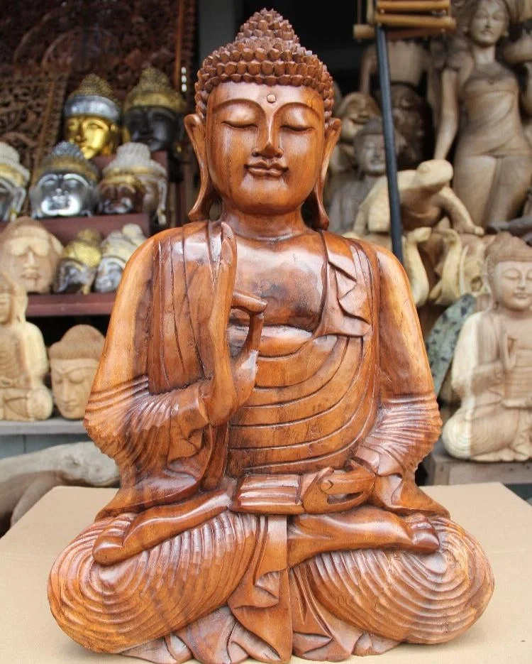 Décoration Bouddha 60cm, statue Bouddha, figure Bouddha, sculpture en bois