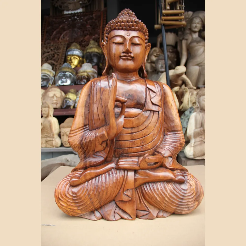 Décoration Bouddha 60cm, statue Bouddha, figure Bouddha, sculpture en bois