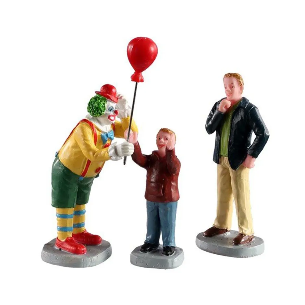 Décoration "Clown sympathique, lot de 3" pour village de Noël et crèche