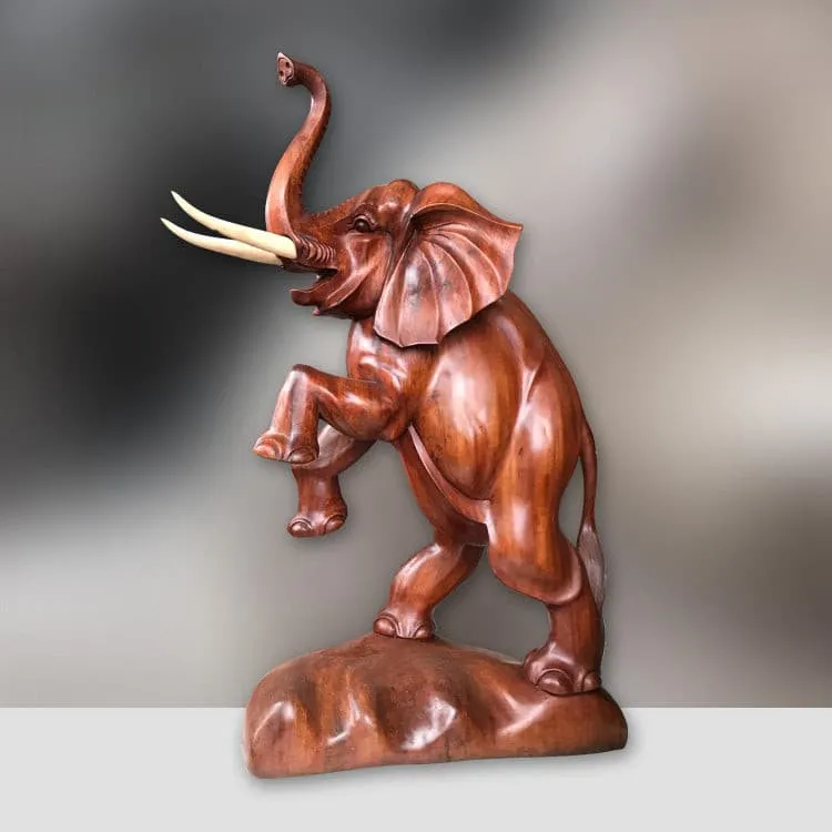Décoration éléphant, sculpture éléphant, éléphant en bois 100cm