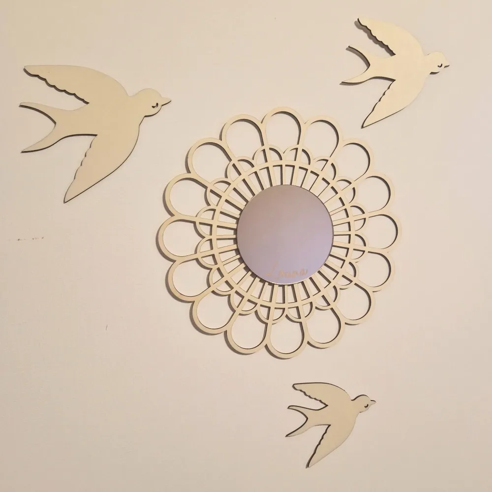 Décoration murale boho en bois – Diamètre 29 cm