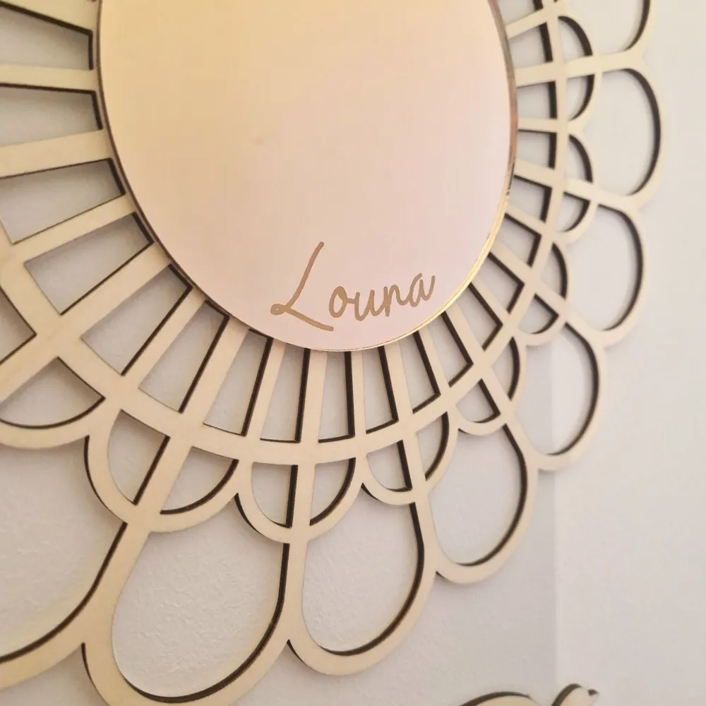 Décoration murale boho en bois – Diamètre 29 cm