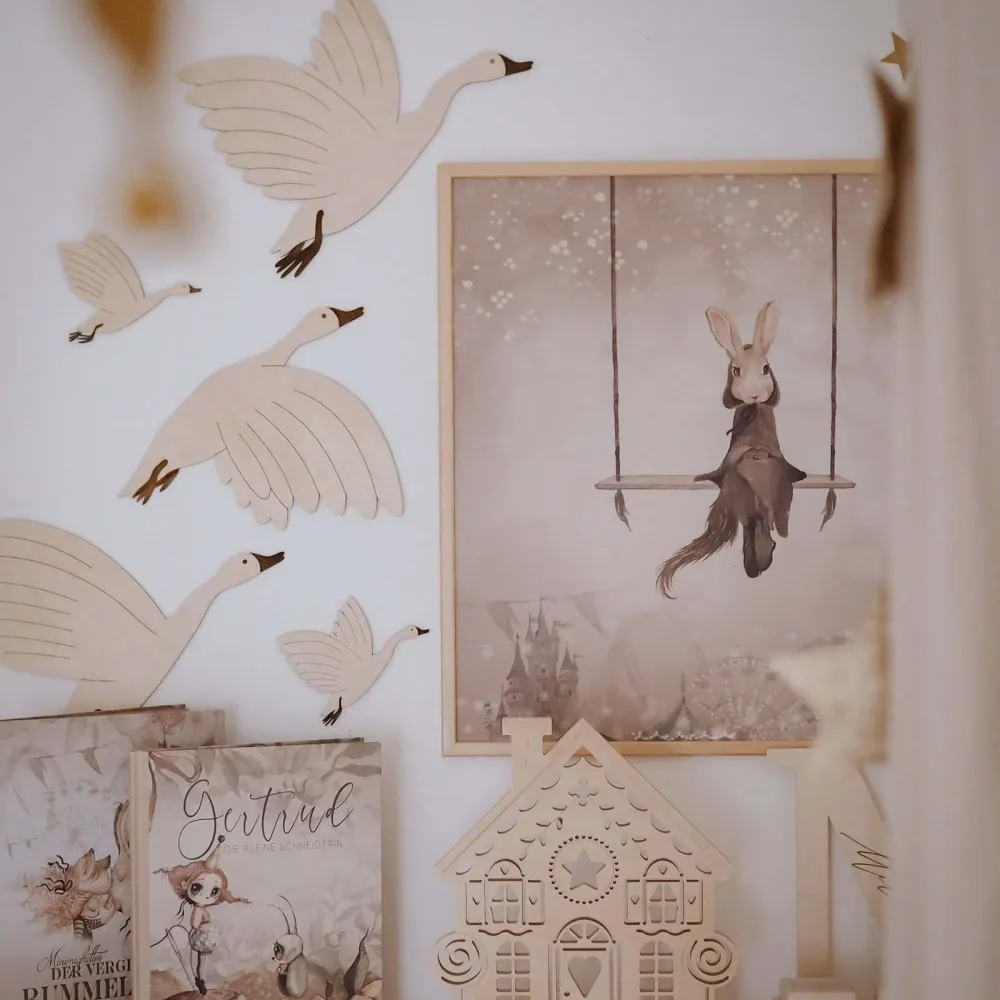 Décoration murale en bois avec oies
