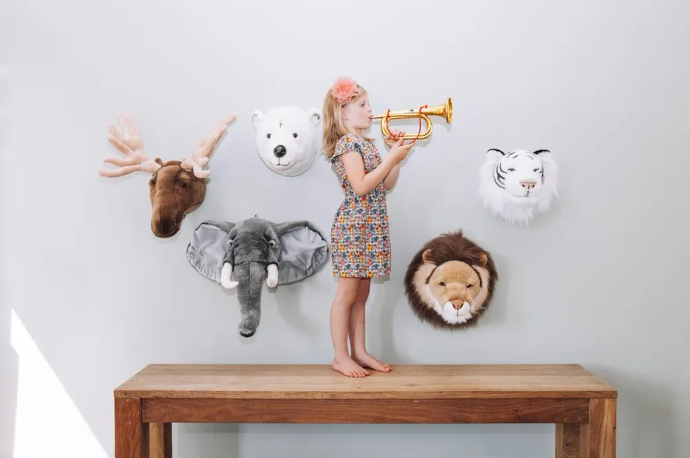 Décoration murale en peluche tête d'animal Wild & Soft Albert - Tigre Blanc