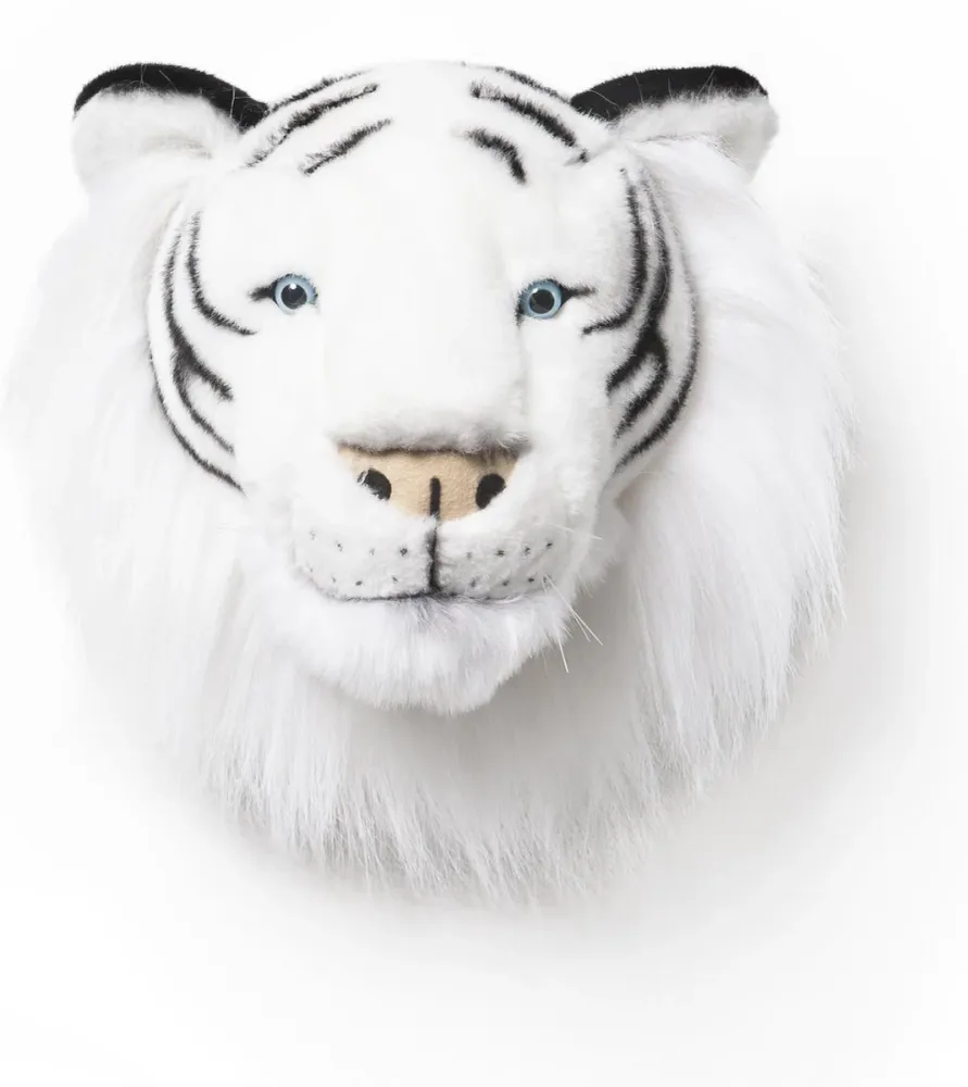 Décoration murale en peluche tête d'animal Wild & Soft Albert - Tigre Blanc