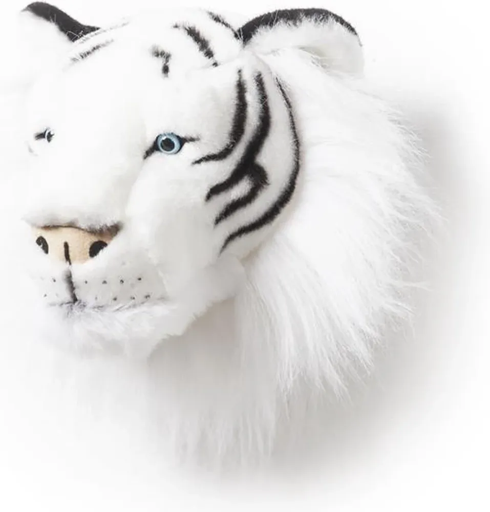 Décoration murale en peluche tête d'animal Wild & Soft Albert - Tigre Blanc