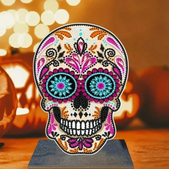 Décoration de table en bois Sugar Skull