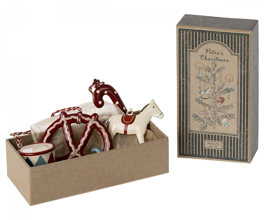 Décorations de Noël x4 pour sapin – boîte cadeau