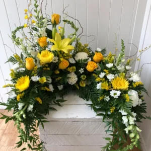 Croissant d'urne asymétrique jaune et blanc De fleur en fille