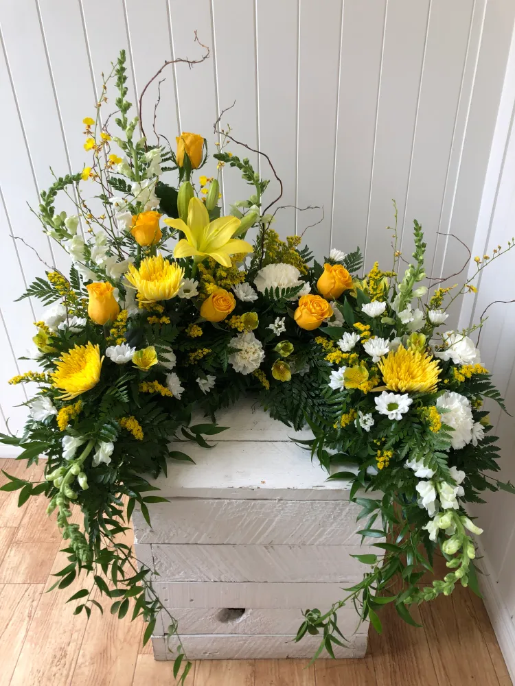 Croissant d'urne asymétrique jaune et blanc De fleur en fille