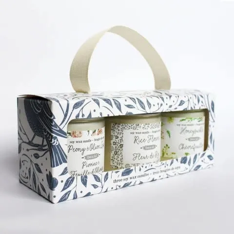 Ensemble cadeau-Trois bougies Dot & Lil Dot and Lil