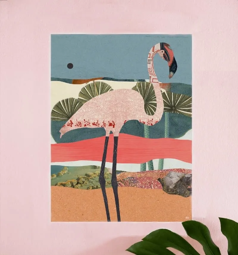 Affiche 8.5X11 Dré Collage Flamingo DRÉA Collage