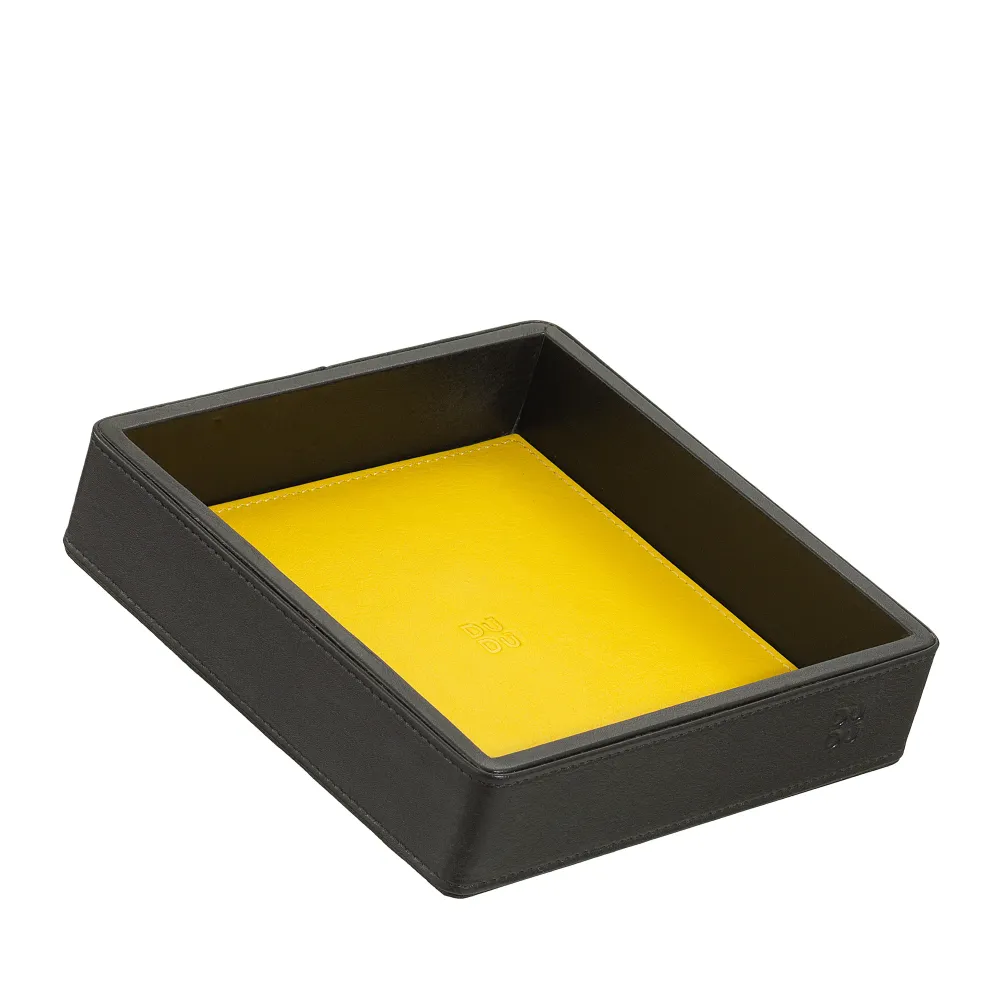 DUDU Plateau de poche en cuir coloré pour entrée, 14 x 14 cm, avec boîte cadeau