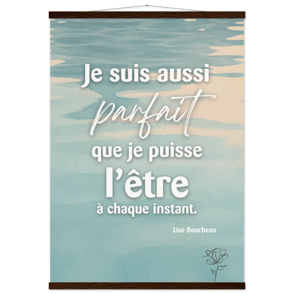 Poster avec baguettes de suspension - choix de 2 phrases - turquoise ecoutetoncorps