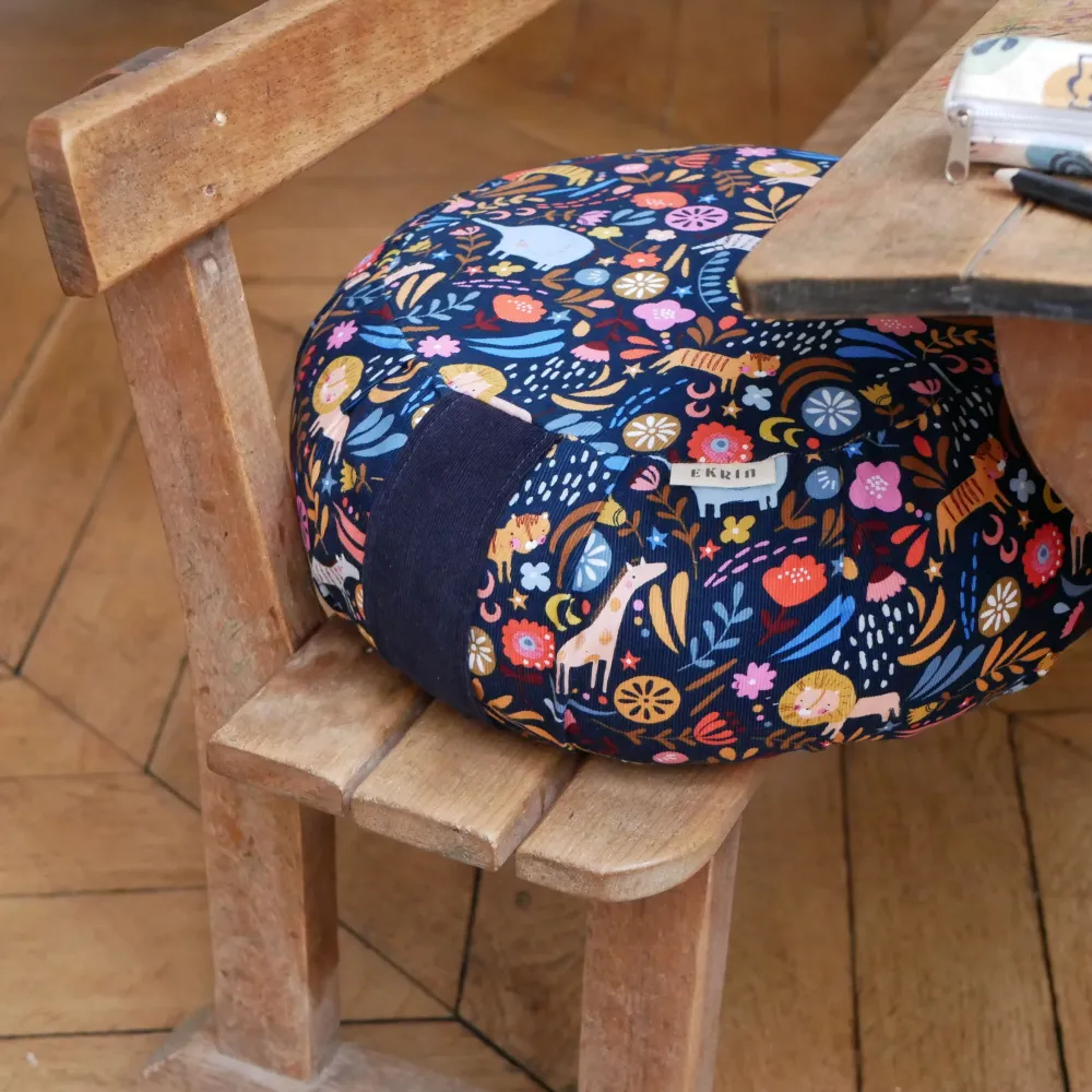 Coussin de méditation enfant - Mini Zafu la découverte des animaux sauvages Ekrin Atelier