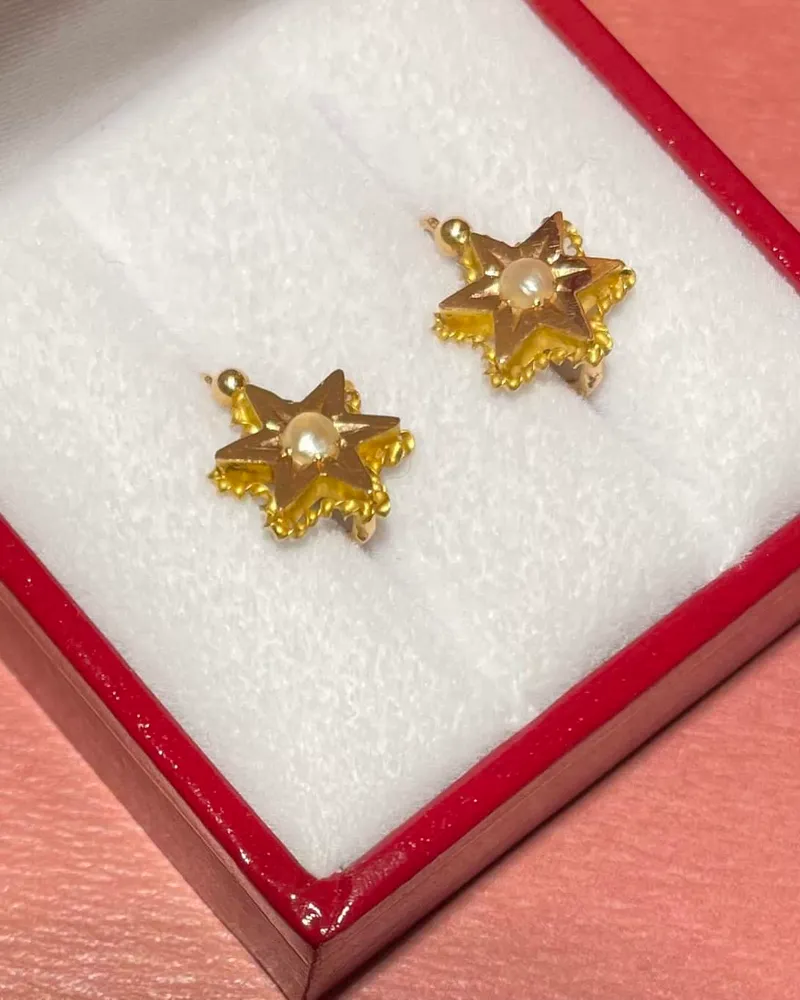 Dormeuses Étoiles Vintage Perles "Kayla" Elliade Paris
