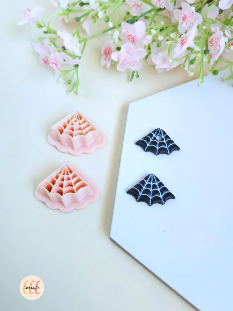 Emporte-pièces 3D en forme de toile d'araignée pour la fabrication de bijoux en argile polymère, pampilles créoles interch...