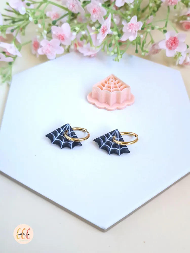 Emporte-pièces 3D en forme de toile d'araignée pour la fabrication de bijoux en argile polymère, pampilles créoles interch...